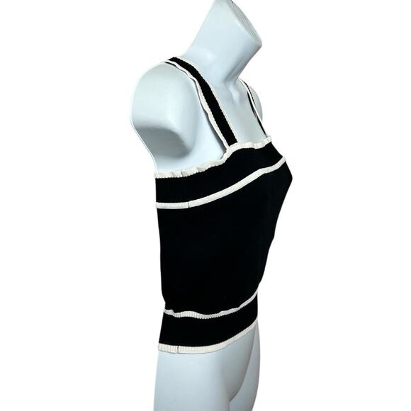 Sweater Tank Top Sz Small Black White Sleeveless Blouse Ribbed Sweater - Picture 5 of 7